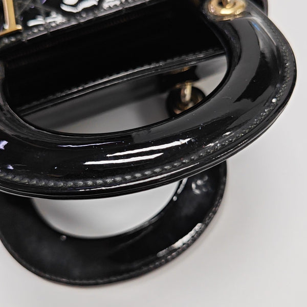 Lady Dior Mini Quilted Patent Leather Black