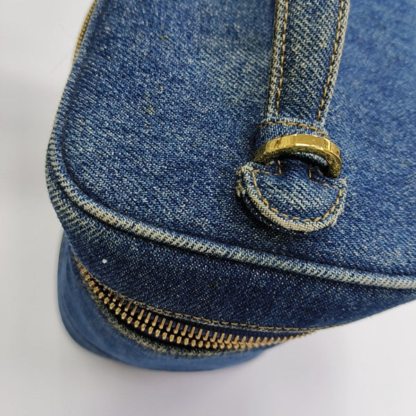 VINTAGE COSMETIC BAGS Quilted Denim Blue