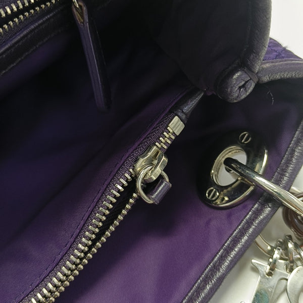Cannage Silk Satin Tote Bag Purple