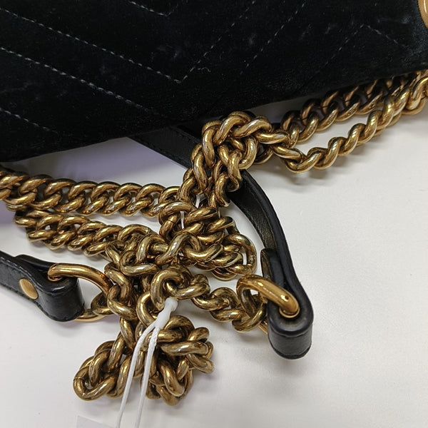 GG Marmont Medium Quilted Velvet Black