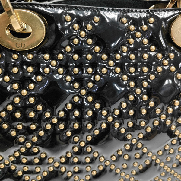 Lady Dior Medium Quilted Patent Leather Black