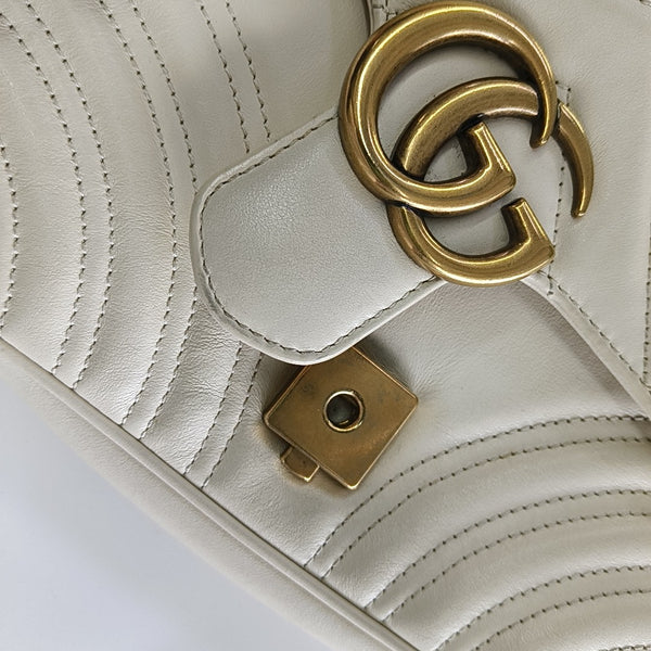 GG Marmont Small Quilted Calfskin White