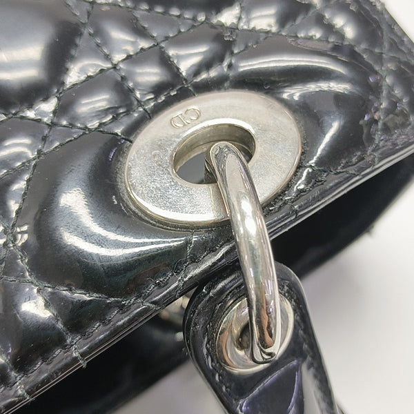 Lady Dior Medium Cannage Patent Leather Black