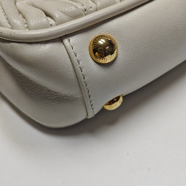 Arcadie Matelassé Mini Quilted Lambskin White
