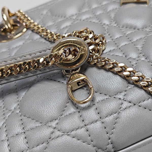 Lady Dior Mini Cannage Lambskin Silver