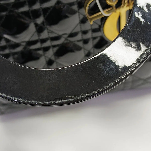 Lady Dior Medium Cannage Patent Leather Black