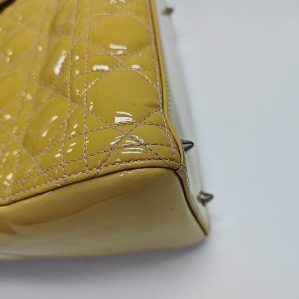 Lady Dior Medium Cannage Patent Leather Yellow