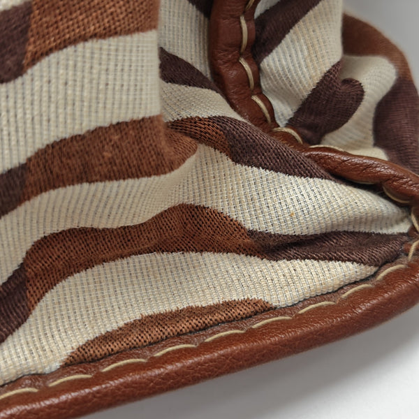 Fabric Top Handle Bag Brown
