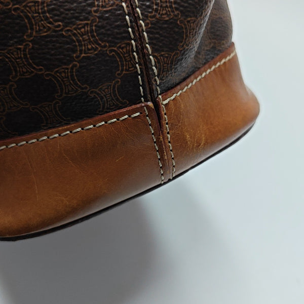 Coated Canvas Top Handle Bag Brown
