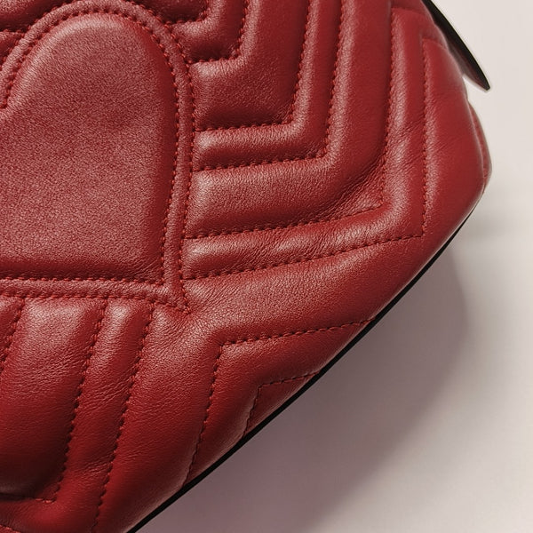 GG Marmont Small Quilted Calfskin Red