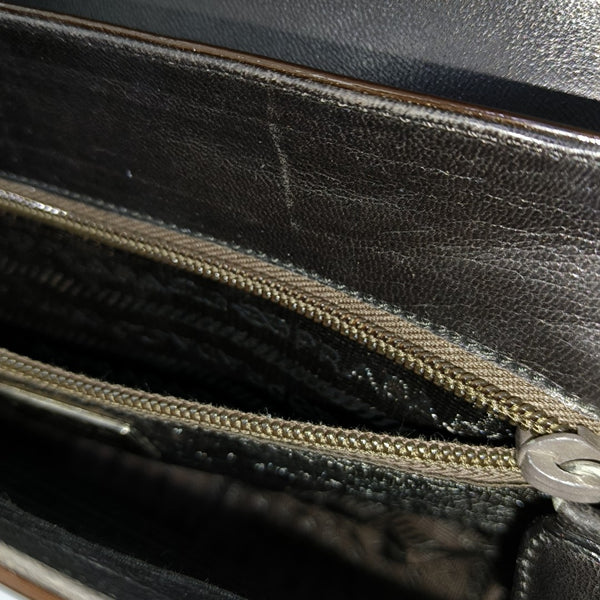 Patent Leather Top Handle Bag Brown