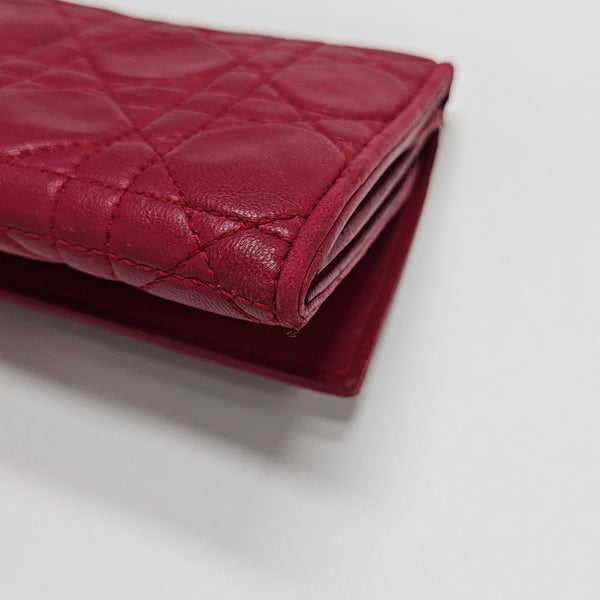 Lady Dior Small Cannage Lambskin Pink Wallet