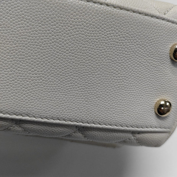 COCO HANDLE Mini Quilted Grained Calfskin White