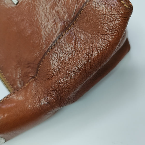 Calfskin Top Handle Bag Brown