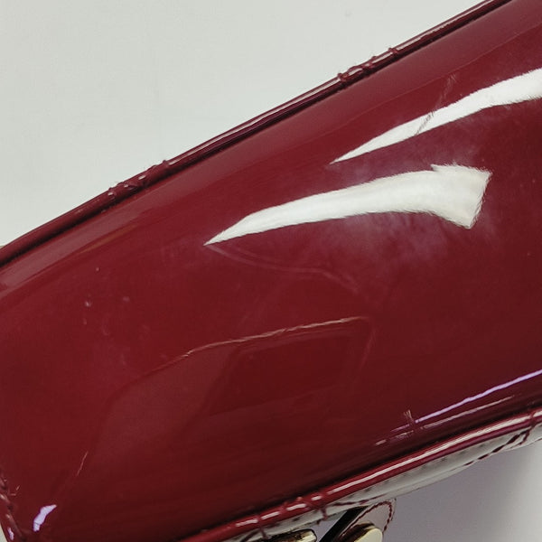 Lady Dior Mini Cannage Patent Calfskin Red