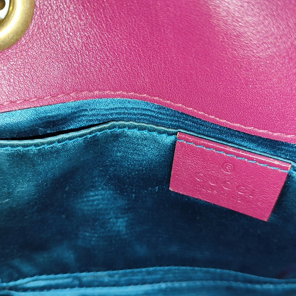 GG Marmont Small Quilted Velvet Red