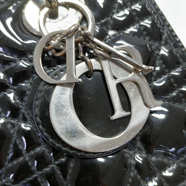 Lady Dior Medium Cannage Patent Leather Black