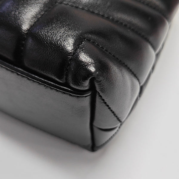 Chevron Leather Tote Bag Black