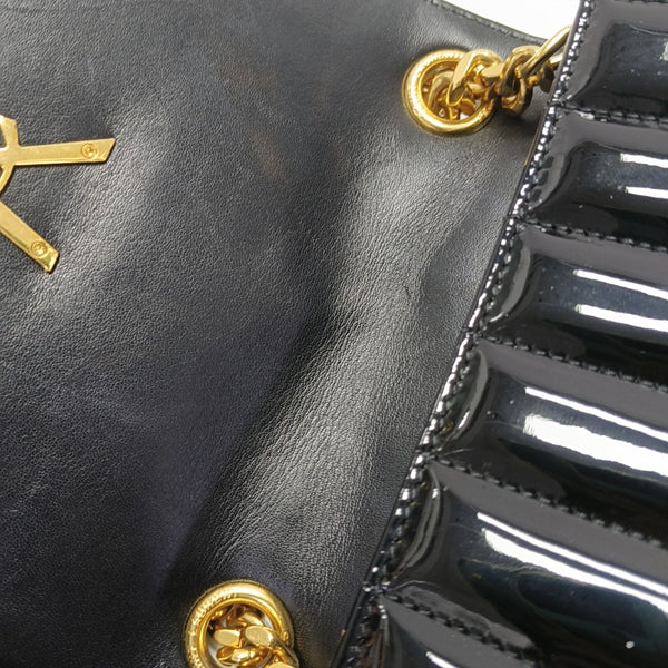 Quilted Patent Leather Shoulder Bag Black