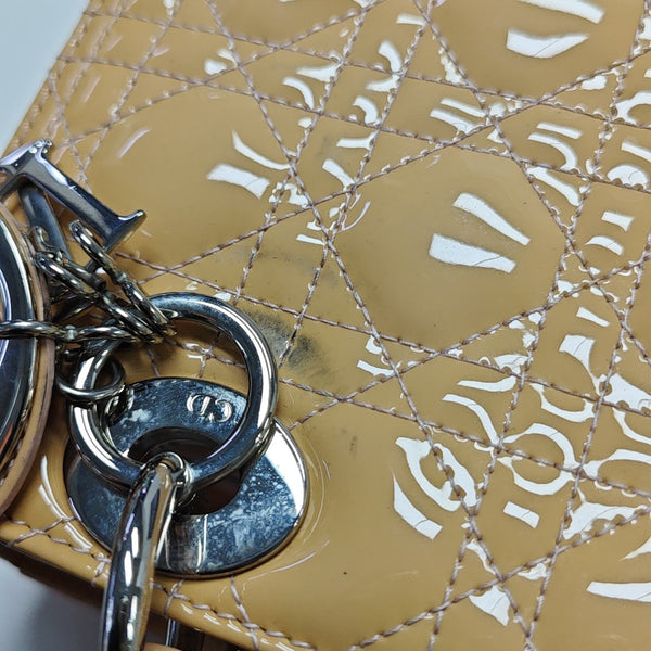 Lady Dior Medium Cannage Patent Leather Beige