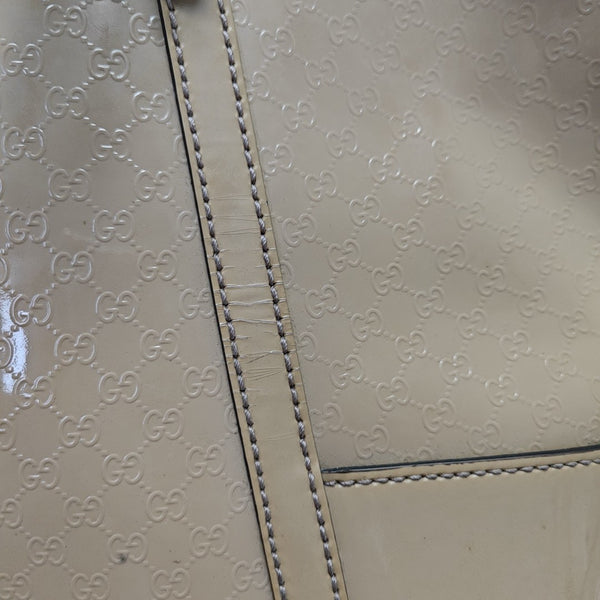 Monogram Patent Leather Shoulder Bag Beige