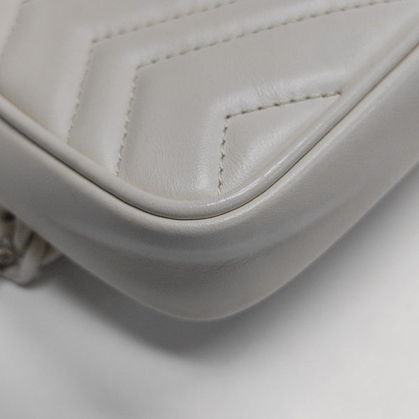 GG Marmont Mini Quilted Calfskin White