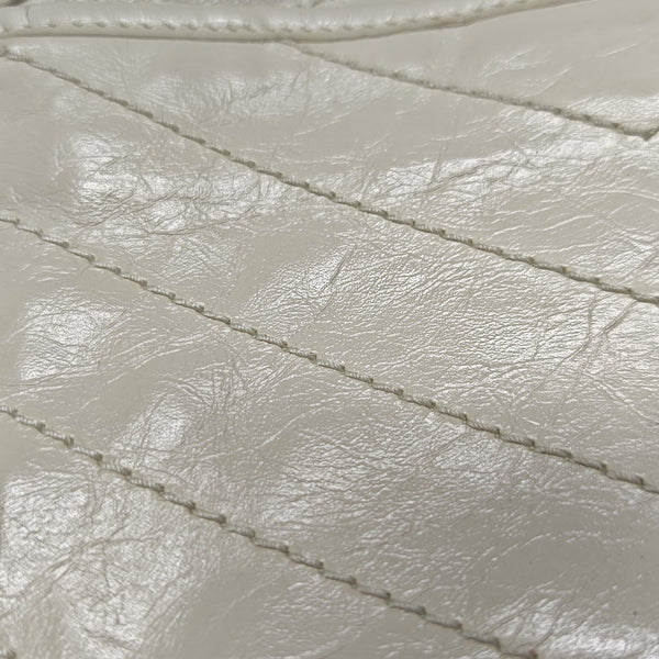 NIKI Small Chevron Calfskin White