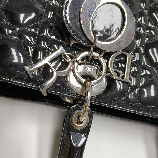 Lady Dior Large Cannage Patent Leather Black