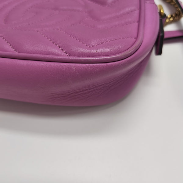 GG Marmont Mini Quilted Calfskin Purple