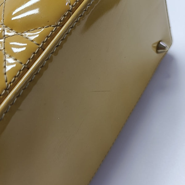 Lady Dior Medium Cannage Patent Leather Yellow