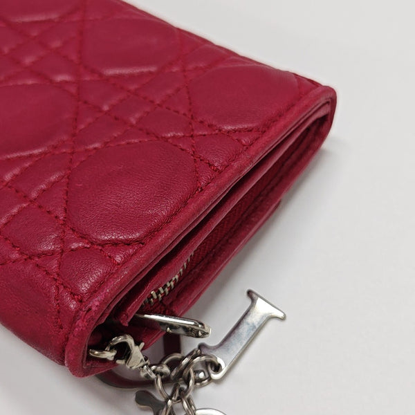 Lady Dior Small Cannage Lambskin Pink Wallet