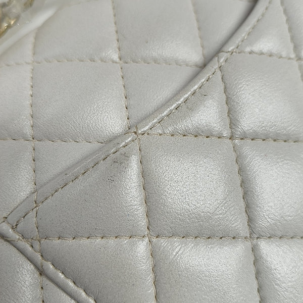 Quilted Lambskin Shoulder Bag White