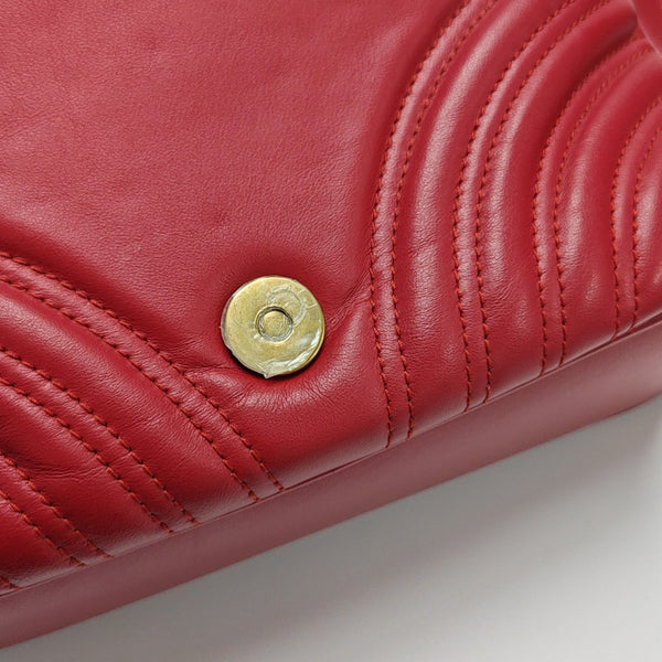 GG Marmont Medium Quilted Calfskin Red
