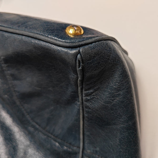 Calfskin Shoulder Bag Blue