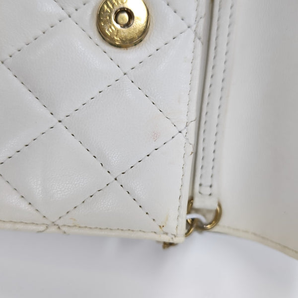 Quilted Lambskin Shoulder Bag White