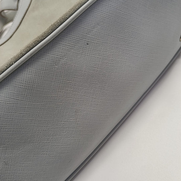 Suede Top Handle Bag Blue