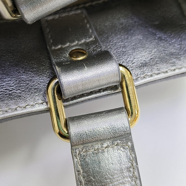 Coated Canvas Tote Bag Silver