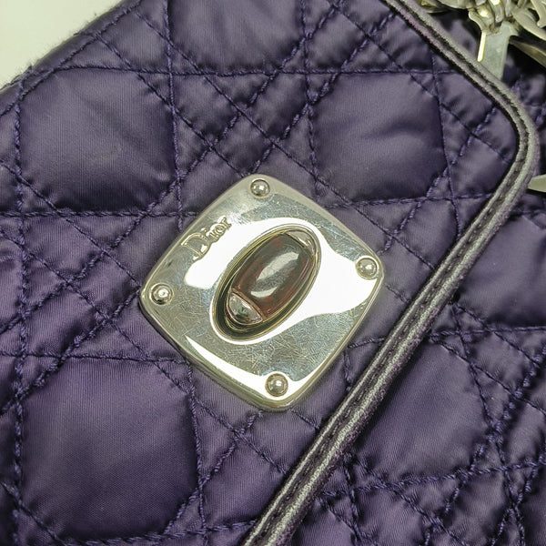 Cannage Silk Satin Tote Bag Purple