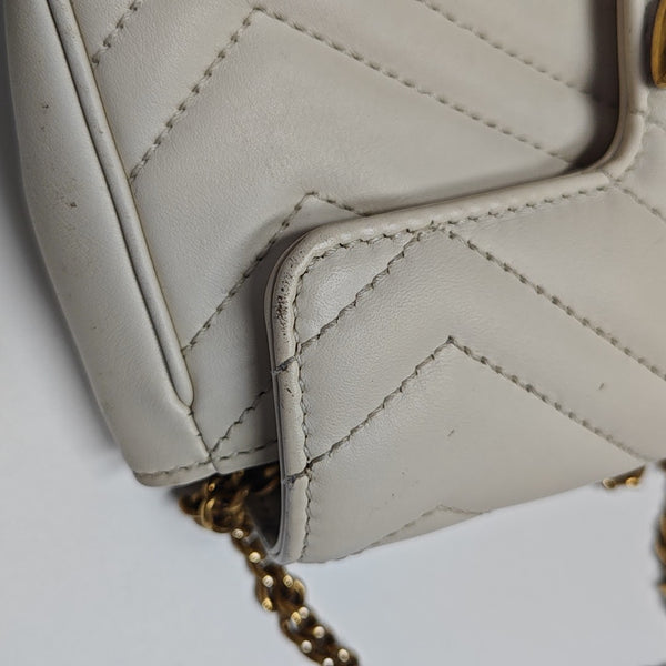 GG Marmont Mini Quilted Calfskin White