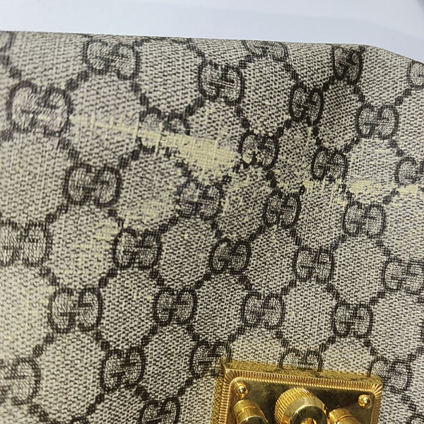 Padlock Small Monogram Coated Canvas Beige