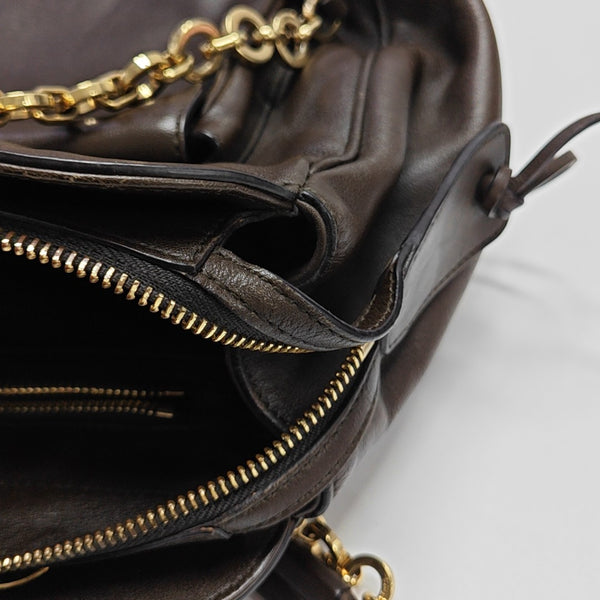 Calfskin Top Handle Bag Brown