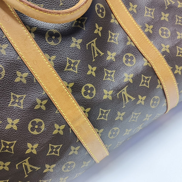 KEEPALL 60 Monogram Coated Canvas Brown