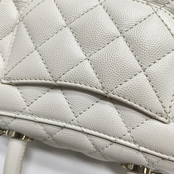 COCO HANDLE Mini Quilted Grained Calfskin White