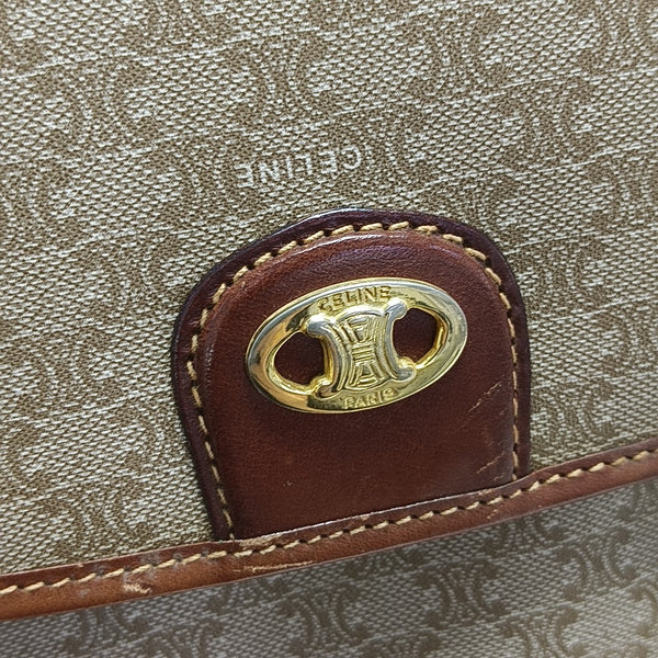Coated Canvas Top Handle Bag Brown