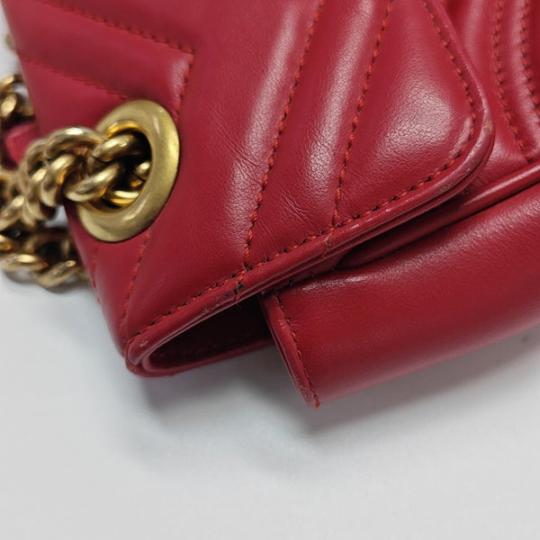 GG Marmont Small Quilted Calfskin Red