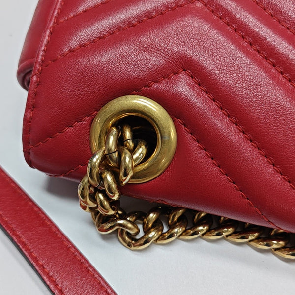 GG Marmont Small Quilted Calfskin Red