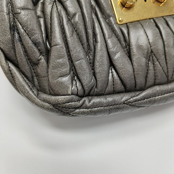 Miu Coffer Quilted Lambskin Gray
