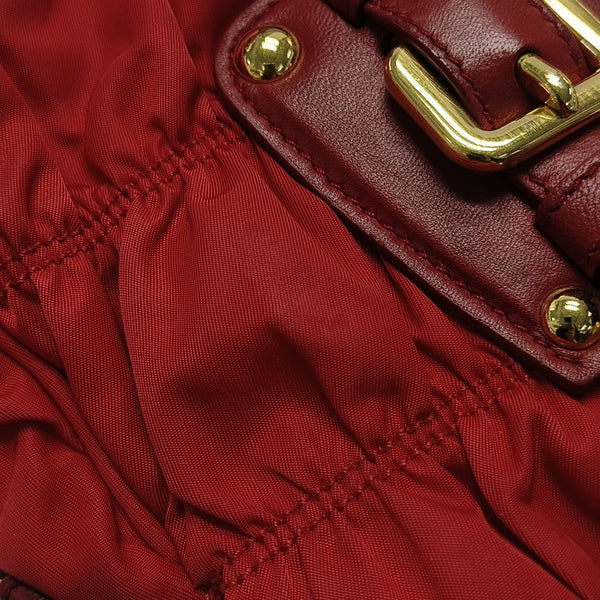 Quilted Nylon Tote Bag Red
