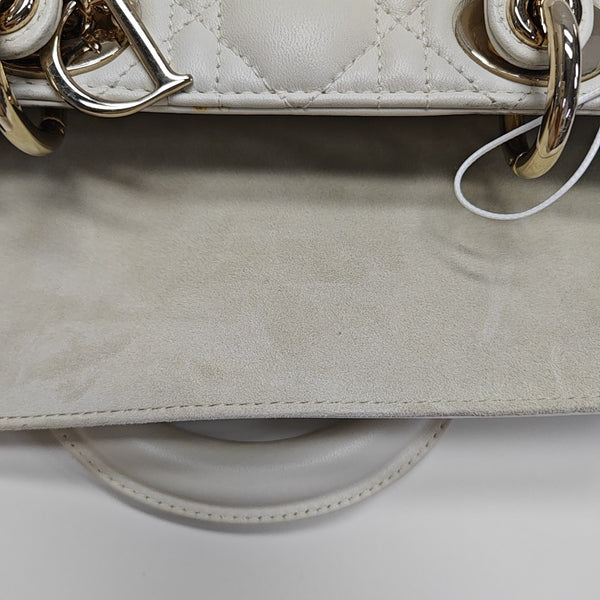 Lady D-Joy Medium Cannage Lambskin White