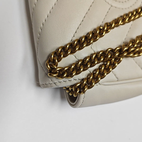 GG Marmont Mini Quilted Calfskin White